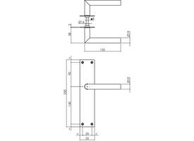 Deurkruk Jura met schild rechthoekig 250x55x2mm blind structuur zwart