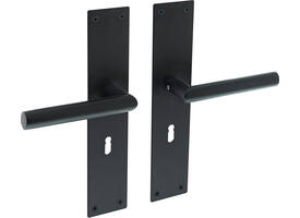 Deurkruk Jura met schild rechthoekig 250x55x2mm sleutelgat 56mm structuur zwart