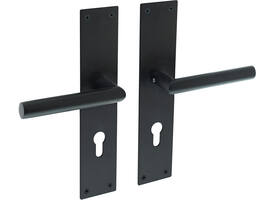 Deurkruk Jura met schild rechthoekig 250x55x2mm profielcilindergat 72mm structuur zwart