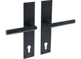 Deurkruk Jura met schild rechthoekig 250x55x2mm profielcilindergat 110mm structuur zwart