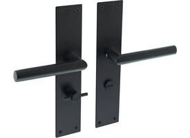 Deurkruk Jura met schild rechthoekig 250x55x2mm wc 63/8mm structuur zwart