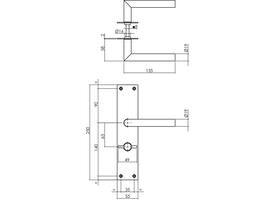 Deurkruk Jura met schild rechthoekig 250x55x2mm wc 63/8mm structuur zwart