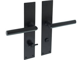 Deurkruk Jura met schild rechthoekig 250x55x2mm wc 78/8mm structuur zwart