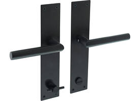 Deurkruk Jura met schild rechthoekig 250x55x2mm wc 116/8mm structuur zwart