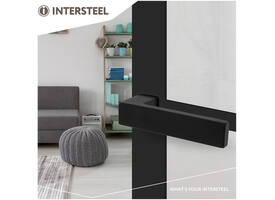 Deurkruk Amsterdam met rozet zelfklevend 30x30x3mm structuur zwart