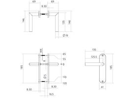 Deurkruk Jura basic op schild ovaal 185x41mm blind zwart
