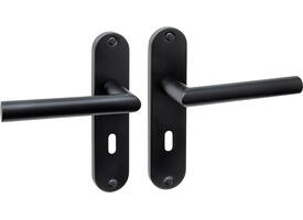 Deurkruk Jura basic op schild ovaal 185x41mm sleutelgat 56mm zwart