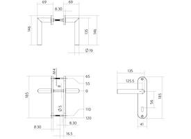 Deurkruk Jura basic op schild ovaal 185x41mm sleutelgat 56mm zwart