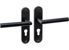 Deurkruk Jura basic op schild ovaal 185x41mm profielcilindergat 55mm zwart