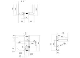 Deurkruk Jura basic op schild ovaal 185x41mm wc 63/8mm zwart