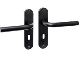Deurkruk Luzern basic op schild ovaal 185x41mm sleutelgat 56mm zwart