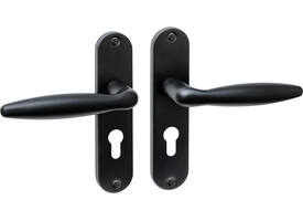Deurkruk Jupiter basic op schild ovaal 185x41mm profielcilindergat 55mm zwart