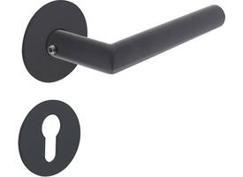 Deurkruk Jura met rozet zelfklevend ø55x2mm en cilinderrozetten structuur zwart