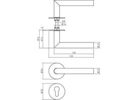 Deurkruk Jura met rozet zelfklevend ø55x2mm en cilinderrozetten structuur zwart