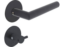 Deurkruk Jura met rozet zelfklevend ø55x2mm en WC-sluiting met stift 8x8mm structuur zwart