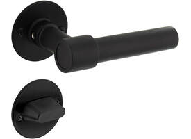 Deurkruk L/L recht met rozet Ø51x2mm en WC-sluiting met stift 8x8mm structuur zwart
