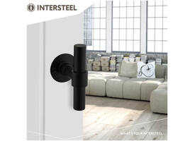 Deurkruk L/T recht met rozet Ø51x2mm structuur zwart