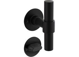 Deurkruk L/T recht met rozet Ø51x2mm en WC-sluiting met stift 8x8mm structuur zwart