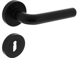 Deurkruk Agatha op rozet verdekt ø52x10mm met nokken en sleutelrozetten zwart