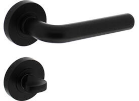 Deurkruk Agatha op rozet verdekt ø52x10mm met nokken en WC-sluiting met stift 8x8mm zwart