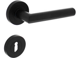Deurkruk Bastian op rozet verdekt ø52x10mm met nokken en sleutelrozetten zwart