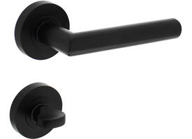 Deurkruk Bastian op rozet verdekt ø52x10mm met nokken en WC-sluiting met stift 8x8mm zwart