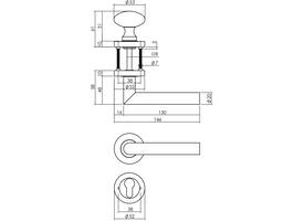 Knop/kruk garnituur rechts Bastian op rozet verdekt ø52x10mm met nokken en cilinderrozetten zwart