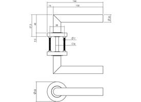 Set toiletslot 63/8mm zwart met deurkruk Bastian op rozet ø52x10mm en WC-sluiting zwart