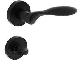 Deurkruk George op rozet verdekt ø52x10mm met nokken en WC-sluiting met stift 8x8mm zwart