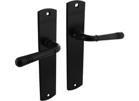 Deurkruk Helena op schild afgerond 235x45mm blind zwart