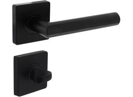 Deurkruk Bastian op rozet 55x55x10mm met nokken en WC-sluiting met stift 8x8mm zwart
