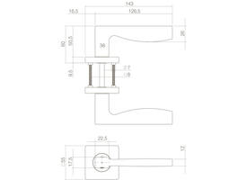 Deurkruk Apollo op rozet verdekt 55x55x10mm met nokken zwart