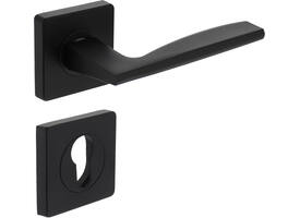 Deurkruk Apollo op rozet verdekt 55x55x10mm met nokken en cilinderrozetten zwart