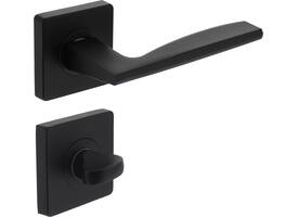 Deurkruk Apollo op rozet verdekt 55x55x10mm met nokken en WC-sluiting met stift 8x8mm zwart