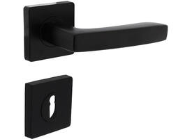 Deurkruk Minos op rozet verdekt 55x55x10mm met nokken en sleutelrozetten zwart