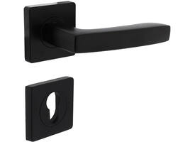 Deurkruk Minos op rozet verdekt 55x55x10mm met nokken en cilinderrozetten zwart