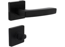 Deurkruk Minos op rozet verdekt 55x55x10mm met nokken en WC-sluiting met stift 8x8mm zwart