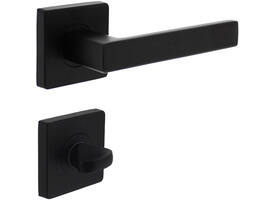 Deurkruk Hera op rozet verdekt 55x55x10mm met nokken en WC-sluiting met stift 8x8mm zwart