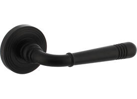 Deurkruk Helena op rozet verdekt met rillen ø55x10mm met nokken zwart