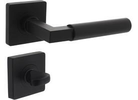Deurkruk Baustil op rozet verdekt 55x55x10mm met nokken en WC-sluiting met stift 8x8mm zwart