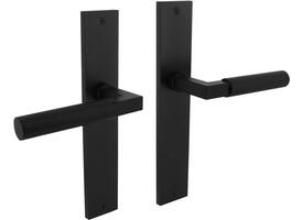 Deurkruk Baustil op schild rechthoekig 245x45mm blind zwart
