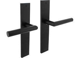 Deurkruk Bastian op schild rechthoekig 245x45mm blind zwart