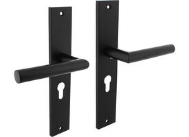 Deurkruk Bastian op schild rechthoekig 245x45mm profielcilindergat 55mm zwart