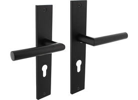 Deurkruk Bastian op schild rechthoekig 245x45mm profielcilindergat 72mm zwart