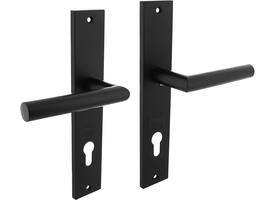 Deurkruk Bastian op schild rechthoekig 245x45mm profielcilindergat 78mm zwart