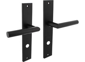 Deurkruk Bastian op schild rechthoekig 245x45mm rondcilindergat 78mm zwart