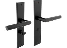 Deurkruk Bastian op schild rechthoekig 245x45mm wc 63/8mm zwart
