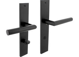 Deurkruk Bastian op schild rechthoekig 245x45mm wc 78/8mm zwart
