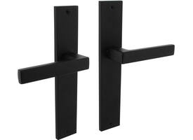 Deurkruk Hera op schild rechthoekig 245x45mm blind zwart