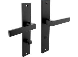 Deurkruk Hera op schild rechthoekig 245x45mm wc 78/7mm zwart